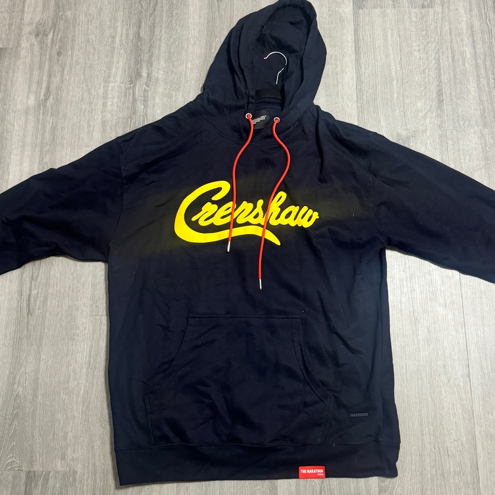 The Marathon Continues - Crenshaw Navy Hoodie with Yellow Font (Nipsey Hussle)